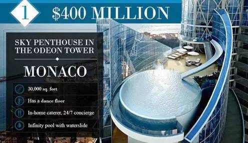 世界十大顶层豪宅排行榜：14.3万美元一平米!完爆北京上海房价