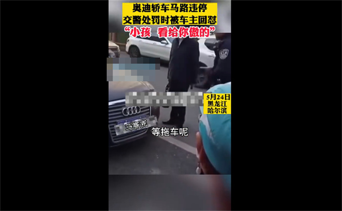 交警处罚违停奥迪被怼：看给你傲的